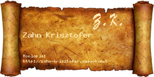Zahn Krisztofer névjegykártya